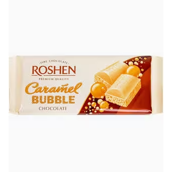 ROSHEN Chocolate Bar ""Aerated"" White with Caramel (Kosher&Halal) 80g