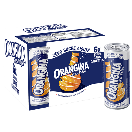 Orangina Sparking Beverage Zero Sugar cans