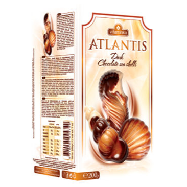 VITAMINKA PRILEP ATLANTIS CHOCOLATE SEASHELLS BOX DARK 200g