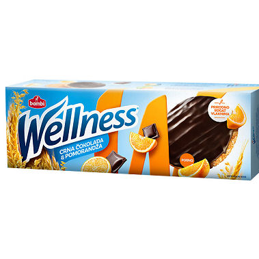 BAMBI WEL W. WHEAT BISCUIT W/ ORANGE COATED WITH DARK CHOCO. 155g